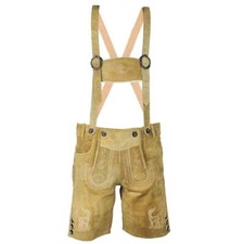 Herren Lederhose Martin-hellbraun kurze Trachtenhose Träger MS-Trachten 	