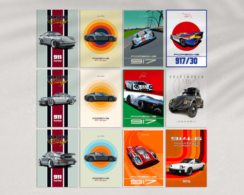 Porsche poster retro auto - porsche,