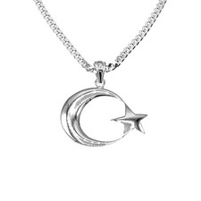 925 Sterling Silber Anhänger Ay Yildiz Türkei Flagge Türkiye Mond Stern  42903