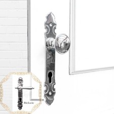 Türbeschlag mit Türklinke und Knauf für Haustüren- Drehbar | PZ92 | Nickel glanz