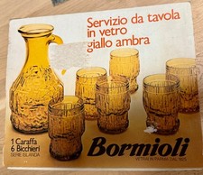 Vintage Bormioli Glas Service Islanda. Karaffe/Krug + 6 Gläser,Design 70er,OVP