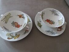 K&A Krautheim Selb Bavaria 2 x Suppentasse mit Untertasse, Meeresfrüchte/Gemüse