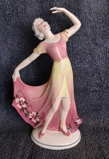 Katzhütte Dakon Art Deco Stil Tänzerin Figur – Keramik, 24x14 cm Nr. 2299