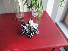 "Hammerteil"  Glasblüte Glasblume Lilie schwarz/weiß Handgeblasen  Dekoblüte Neu