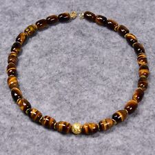 Tigerauge Halskette, 925er Silber, Edelsteinhalskette (K2087), Edelsteinschmuck