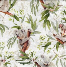 3 Servietten ~ Exotische Tiere, Koala, Australischer Dschungel ~ 33x33