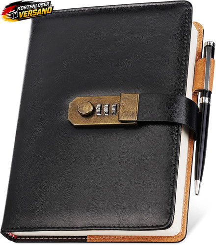 Leder tagebuch mit schloss - a5,