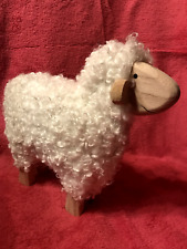 Dekofigur Schafe Osterdeko Dekoration Figur Holz Wolle kuschelig 26 cm NEU weiß