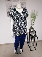 M. COLLECTION - chice Schlupf-Tunika Gr.58 schwarz/weiß/royal - seitl. Bindeband