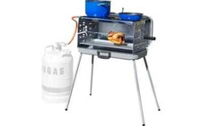 Berger 3-Flammen Koffergasgrill 30 mbar silber Camping,, B-Ware