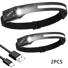 2PCS Stirnlampe COB+LED