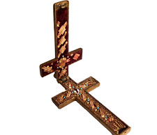 Reliquie Kreuz  TOP-Klosterarbeit sehr selten. Legierung Bronze/Messing. 8,4 cm.