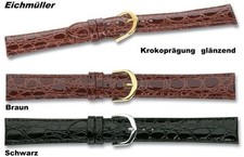 QUALITÄTS ECHTLEDERUHRBAND GLÄNZEND KROKOPRÄGUNG VON EICHMÜLLER MÜNCHEN Auswahl