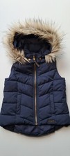 H&M Weste Steppweste blau marine dunkelblau mit Fellkaputze Gr. 110 16 neu
