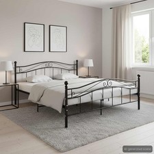 Metallbett 140x200 schwarz - 140x200, cm
