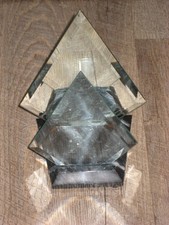 Partylite Spiegel Glas Teelicht Halter Pyramide Glas ca. 18cm schwarz marmoriert