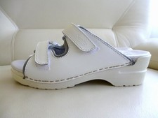 Sanita Medizinische Klett-Pantoletten Echtleder Weiß Gr. 41 ✅NEU Fußbett NP 70 €