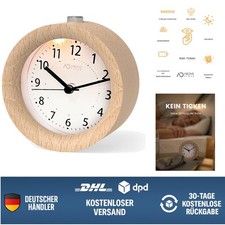 Analog Wecker Aus Holz - Nachtlicht Und Snooze-Funktion, Stille für Schlaf