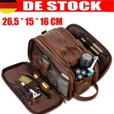 Kulturbeutel Leder Kosmetiktasche Herren Kulturtasche Badetasche Schminktasche