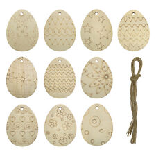 Holz Ostereier Anhänger 10er Set Echtholz Osterei Hängedeko Dekoration Ostern