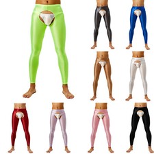 DE Herren Unterwäsche Pole Dance Hose Öl Glanz Leggings Nachtclub Unterhose Yoga