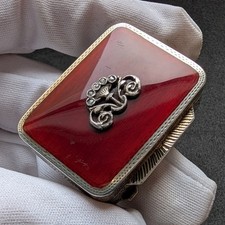 Alte Pillendose Faberge Stil 88 Zolotniki 916 Silber Diamant rotes Emaille