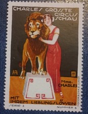 Reklamemarke ** Charles größte Zirkusschau Löwe  Künstler Ludwig Hohlwein MNH