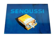 SENOUSSI Cigaretten No. 16 Glas-Werbeschild, Reklame Tabakwaren Zigaretten ~1960
