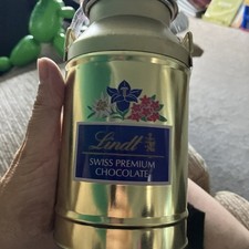 Lindt Swiss Premium Schokolade Vintage Milchkanne Ornament 11cm/4cm GEBRAUCHT Gold