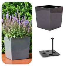 Blumenkübel Blumentopf mit Bewässerungssystem Hochglanz Einsatz L in Anthrazit 