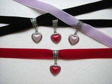 Oktoberfest Kropfband Rot Flieder Herz Dirndl Schwarz Samtband Trachtenschmuck