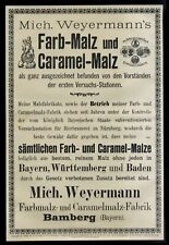 Riesige alte Werbung 1904 Farbmalz Caramelmalz-Fabrik Mich. Weyermann Bamberg