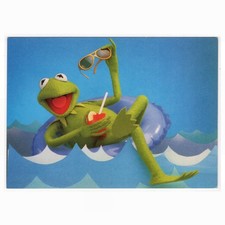 AK Postcard, Kermit der Frosch, ganz cool mit Drink, Jim Henson Productions