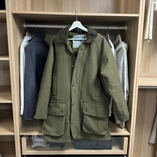 Bronte Herren Tweed Country Jagd Mantel Jacke Größe XL Grün Khaki Schießen