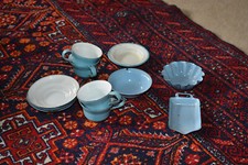 Emaille Blechgeschirr blau Puppenhaus