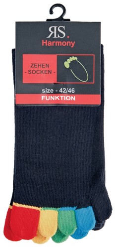 Zehensocken schwarz bunte - schwarz,