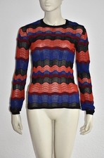 MISSONI ♛  edler Designer Strick Pullover Rot Blau Schwarz - IT 44 DE 38