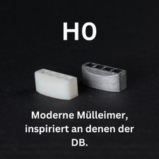 2x moderner DB Mülleimer für die Modellbahn H0 (1:87) unbemalt | Modellbau