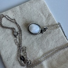 925 Silberkette Mondstein Anhänger Vintage klassisch elegant