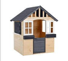 Holz Spielhaus Lolli Kinderspielhaus Natur Weiß Grau 98x121x140 cm ZWERKULES