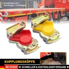 Für LKW Zugmaschine Traktor Druckluft Kupplungskopf rot gelb Set mit Ventil 2x