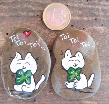 2x 🍀Glücksstein🍀Katze