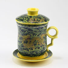 Teetasse Porzellan Drache, chinesische Tasse mit Deckel und Sieb, Asia Tee-Set