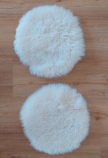 2 Stück echt Lammfell Stuhlauflage rund 34 cm roßweiß
