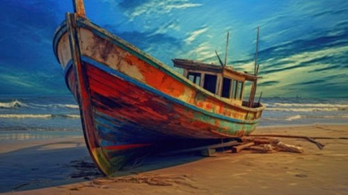Wandbild fischerboot - wandbild:,