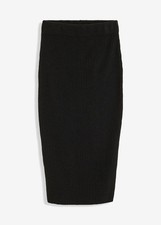 Strickrock Gr. 36/38 Schwarz Damen-Skirt Knielanger Freizeitrock Neu*