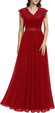 Damen Ballkleid Lang Abendkleider Elegant für Hochzeit Spitzen Cocktailkeid