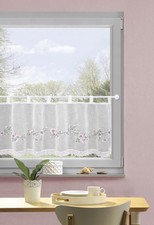 Cafehaus-Gardine Leinenstruktur ELLY, Stickerei-Motiv, Schlaufen