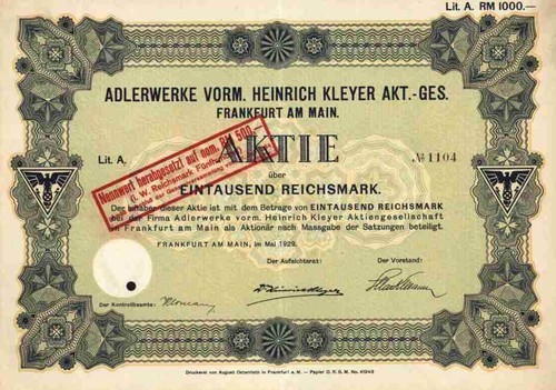 Adlerwerke heinrich kleyer - kleyer, ag