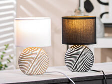 Gilde Tischleuchte "Cycas" Blattmotiv Keramik Braun Schwarz Dekorativ